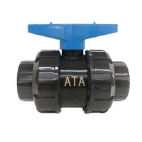 Katup Bola Manual 2 Arah Double True Union PVC PPH PN16 235PSI dengan Seal FPM dan Dudukan PTFE, Harga Grosir Pabrik Ekspor