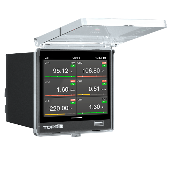 TOPRIE TP740-A/TP740VE-A/TP740VL-A/TP740V3-A/TP740V4-A/TP740VLE-A/TP740V3E-A/TP740V4E-A Smart Paperless Recorder Fireproof ABS