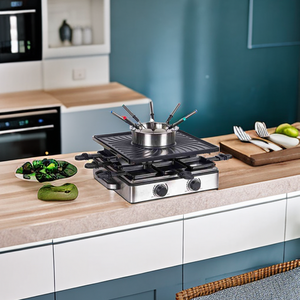 Gril électrique d'intérieur 8 Woks pour <span class=keywords><strong>raclette</strong></span> et <span class=keywords><strong>fondue</strong></span>, plaque antiadhésive détachable, contrôle de la température, sans fumée, pour fêtes à domicile et barbecue - Product Image 3