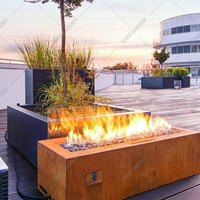 Brasero au propane sur pied en acier Corten, robuste et moderne, à allumage manuel, pour chauffage extérieur