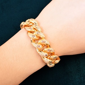 Collana da uomo in ottone con catena cubana a maglie larghe 20 mm con motivo a occhio di serpente, micro pavé di zirconi, accessorio da collo per rapper - Product Image 6