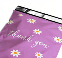 Sacs d'expédition Kawaii Purple Daisy imperméables à fermeture autocollante pour emballages de marque mignons