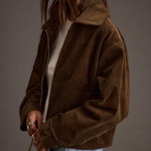 Chaquetas de Pana para Mujer a la Moda en Color Chocolate, Cálidas para Invierno con Relleno de Algodón - Product Image 2