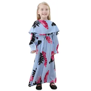 2024 Hot Sale Cheap Fashion Custom Printed Children's Abaya Long Muslim Dresses for girls