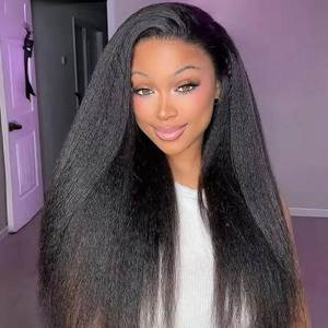 โปรโมชั่น Letsfly ลด 250% วิกผมตรงแบบหยิก 4C Edges  13x4 HD Lace Frontal  วิกผมแท้  แบบมีลูกผมธรรมชาติ  วิกผมหยิกแบบ Yaki ขายส่ง - Product Image 5