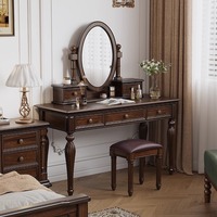Coiffeuse multifonctionnelle de style américain vintage et campagnard pour chambre à coucher, en bois massif, avec miroir, inspirée des anciennes richesses, en noyer noir