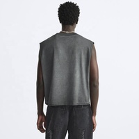 Débardeur Homme 100% Coton Lavage Pigmentaire Personnalisé Vintage Sans Manches Style Urbain Col Rond Écologique