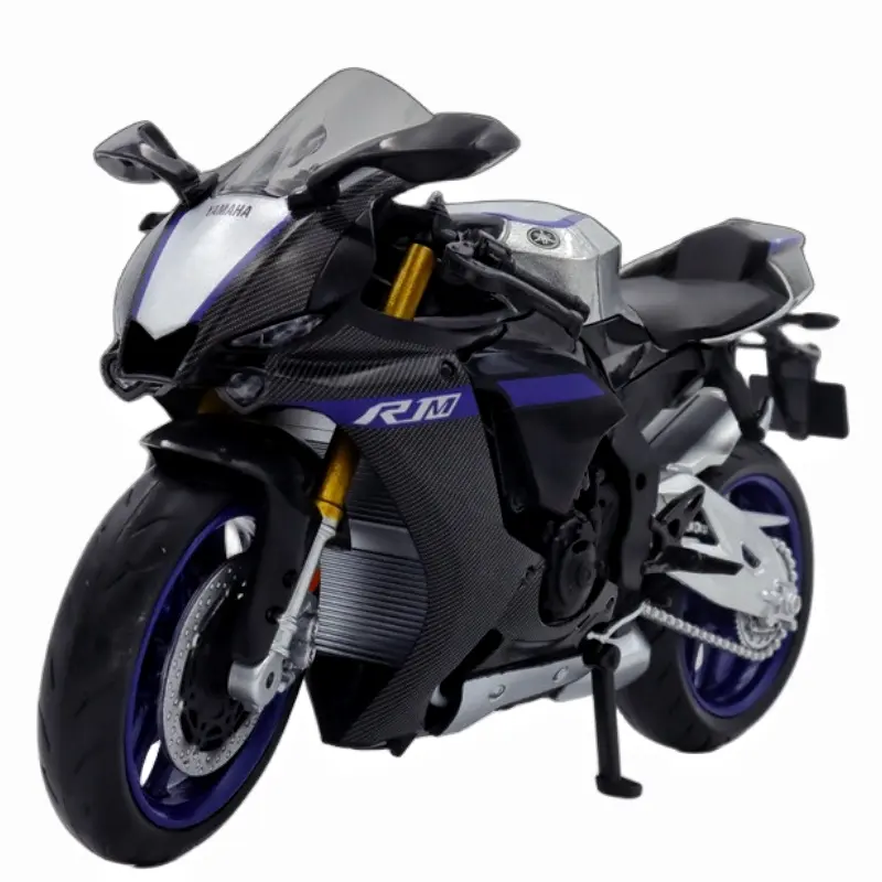 Литая под давлением 1:12 Yamaha YZF-R1M со звуком и светом переднее колесо рулевое Украшение Металлическая Модель мотоциклетная модель из сплава
