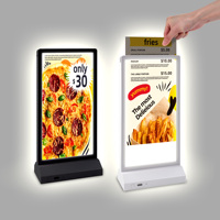 Support de menu lumineux sans fil Kejea 105 x 210 mm à base en T, alimenté par batterie, pour café, bar, présentoir de prix de bureau