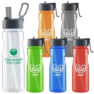 Borraccia Sportiva in Plastica Ecologica Senza BPA da 650ML (25 oz) Personalizzabile con Cordino per Promozioni - Product Image 1