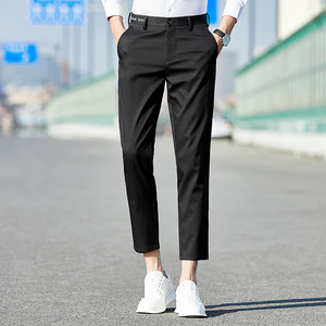 <span class=keywords><strong>Pantalon</strong></span> <span class=keywords><strong>homme</strong></span> formel coupe slim droite <span class=keywords><strong>taille</strong></span> mi-haute élastique léger respirant séchage rapide <span class=keywords><strong>avec</strong></span> bas de jambe étroit style coréen - Product Image 4