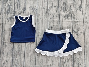 Preordina GSD4025MZ Set Yoga per Bambine: Maglietta Verde Senza Maniche e Gonna-Pantaloncino Bianca <span class=keywords><strong>con</strong></span> Bordo Ondulato per Neonate e Bambine Piccole - Product Image 3