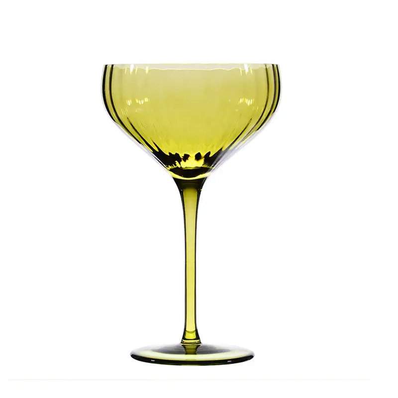 Medieval Vintage Style Green Ripple Water Glass Glassware for Cocktail Champagne Coupe Martini Margarita Bar Accessories Cup