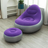 Canapé gonflable portable d'extérieur - Fauteuil inclinable ergonomique pliable avec repose-pieds, canapé de camping confortable (PVC écologique)