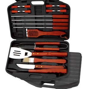 <b>Bbq</b> Tool Set 18 Piece Stainless Steel Wood Handle With Case For Outdoor Cooking Home Use - Product Image 2