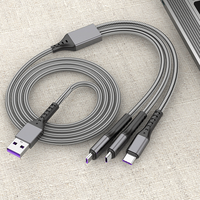 Cable de Carga Rápida USB 3 en 1 de 66W 3A, Personalizado de Fábrica, USB 2.0, Trenzado de Nailon, 1m, para Computadora, Teléfonos Móviles Android e iOS