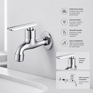 Grifos Modernos Bibcocks para Agua Potable, Construcción de Latón Cromado, Grifos para Lavadora - Product Image 1