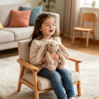   Peluche Lapin Timide Beige – Jouets en Peluche Lapin Doux – Poupées en Peluche – Cadeau d'Anniversaire Parfait