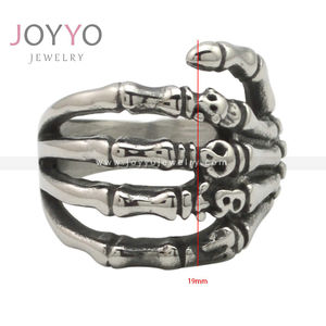 스테인리스 스틸 펑크 고딕 핸드 본 링 유령 발톱 스컬 패션 바이커 반지 - Product Image 5