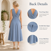 Yegao – Robe midi décontractée sans manches en coton 100 %, col en V, couleur unie naturelle, écologique, coupe trapèze, torsadée sur le devant, personnalisable en gros pour l'été (OEM)