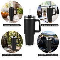 Kingze Tasse de voyage isolée en acier inoxydable de 40 oz avec logo personnalisé Tasse à café avec poignée et paille