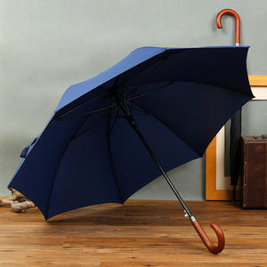 Parapluie semi-automatique de 25 pouces pour hommes d'affaires, poignée en plastique/caoutchouc, parapluie droit en RPET, logo, cadeaux d'affaires, design classique - Product Image 5