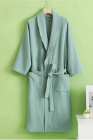 FF4270 unisexe léger respirant fil de coton Robe de bain maison manteau doux absorbant hôtel Spa coton peignoir