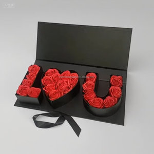 Tùy Chỉnh Tôi Yêu Bạn Hoa Hồng Hoa Sắp Xếp Bó Hoa Trái Tim 2Cm Dày Cứng Nhắc Vuông Valentine Ngày Hộp Quà Tặng Dập Nổi Hoa Tình Yêu - Product Image 2