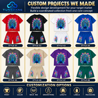 Ensemble d'été deux pièces personnalisé pour homme : T-shirt et short en mélange de coton tricoté respirant 220g, imprimé numérique motif animal électrique
