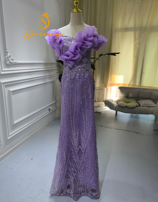 strapless open back dress Purple Lace Ball Gown Style Wedding Dress main image 0