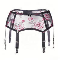 Bretelles de jarretière brodées haut de gamme avec adhésif et boucle en forme de gourde métallique, accessoires pour chaussettes longues Aurora