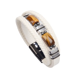 Men's Tiger Eye <b>Leather</b> <b>Bracelet</b> Stainless Steel Multi Layer Braided Jewelry Gift 7.5 8.5 9 Inches - Product Image 4