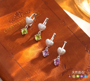 9 paires de boucles d'oreilles créoles en argent sterling 925 brossé, avec pierre naturelle ronde de 5 mm, style français, pour femmes - Product Image 2