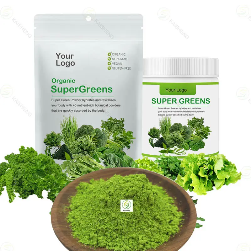 Marque privée Super Greens Superaliments organiques Nutrition Mélange Supergreens Poudre Super Greens Poudre