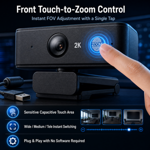 Cámara Web 2K OEM ODM H202, Suministro de Fábrica, 60FPS USB con Micrófono Dual, Enfoque Automático, <span class=keywords><strong>Zoom</strong></span> Táctil para Videollamadas, Mayorista, CE RoHS FCC - Product Image 4