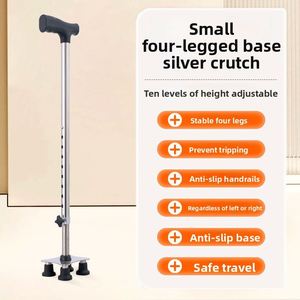 Bâton de marche léger et rétractable pour personnes âgées, antidérapant, à trois ou quatre pieds, en alliage d'aluminium, réglable - Product Image 6
