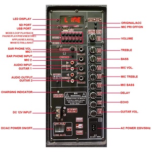 새로운 도착 큰 저음 200W 15 인치 OEM 트롤리 스피커 좋은 사운드 12V/12A 배터리 BT USB SD FM 마이크 기능 - Product Image 3