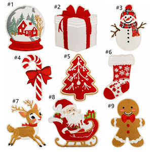 Parches Bordados con Temática Navideña para Planchar: Bastones de Caramelo, Medias Navideñas y Renos - Product Image 2