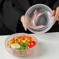 Bol à salade en verre texturé, bol à fruits rond martelé pour la cuisine, le dessert, le petit-déjeuner, la maison, la restauration, la table