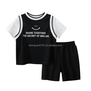 Tenue d'été pour bébé 2023 Coton Polyester Enfants Costume Lettre Short Sleeve Shorts Adolescents Vêtements Pour Garçons - Product Image 3