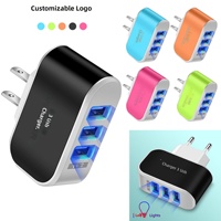 Chargeur de voyage 3 ports USB couleur bonbon, prise US/EU, 5V 1A QC3.0, adaptateur mural pour téléphone portable 5W pour montre connectée et écouteurs