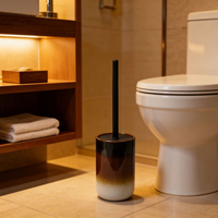 Ensemble d'accessoires de salle de bain imperméables de style européen en résine marron et blanc dégradé, 5 pièces, distributeur de savon, porte-brosse de toilette, gobelet