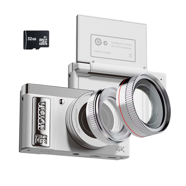 Custom Fashion Digital Camera with Touch Screen HD Popular Design CMOS Sensor Voice Control 4K Video Resolution SD Memory Card