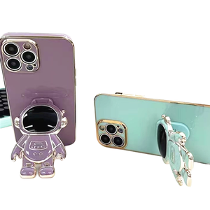 Étui de support d'astronaute 3D de galvanoplastie de luxe pour l'utilisation de bureau de téléphone X/Xr/Xs Max 6/7/8 Plus - Product Image 1