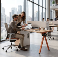 Bureau individuel moderne haut de gamme avec écran de séparation de 9 mm, hauteur réglable, gestion de l'alimentation écologique, ventilateur de refroidissement CPU