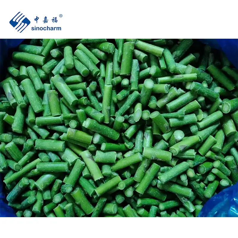 Sinocharm Verduras IQF frescas cortadas 4-6cm Precio al por mayor 1kg Paquete de espárragos verdes congelados con BRC A de China