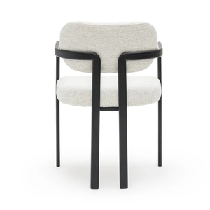 <span class=keywords><strong>Silla</strong></span> nórdica moderna con respaldo curvo blanco tapizada con acento, diseño de tela, sillas de comedor Boucle de terciopelo con <span class=keywords><strong>patas</strong></span> de Metal negro - Product Image 4
