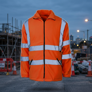 Vêtements de travail personnalisés, uniforme haute visibilité, veste zippée en polaire respirante en polyester fluorescent pour hommes - Product Image 2