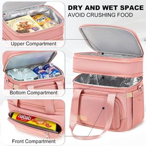 Free Sample Durable HDPE Cooler <b>Bag</b> Double Compartments Insulated <b>Lunch</b> <b>Bag</b> 24L Waterproof Leakproof <b>Shoulder</b> <b>Strap</b> for Men Work - Product Image 6