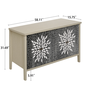 Modern Sideboard Buffet Cabinet 4 Doors Adjustable <b>Shelves</b> Storage Living Room Furniture - Product Image 5